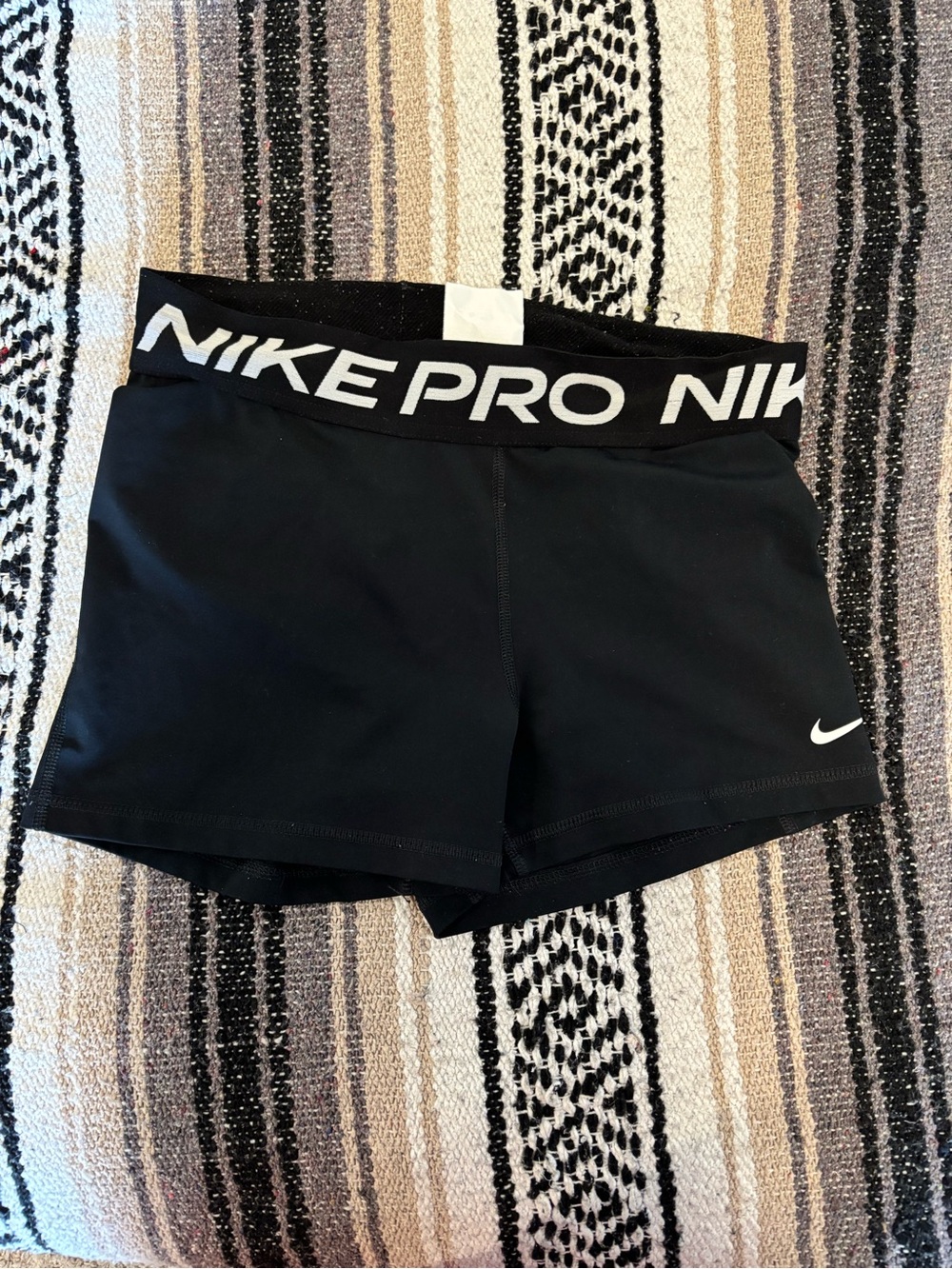 Nike Pro Black Women's Athletic Shorts with Logo Waistband